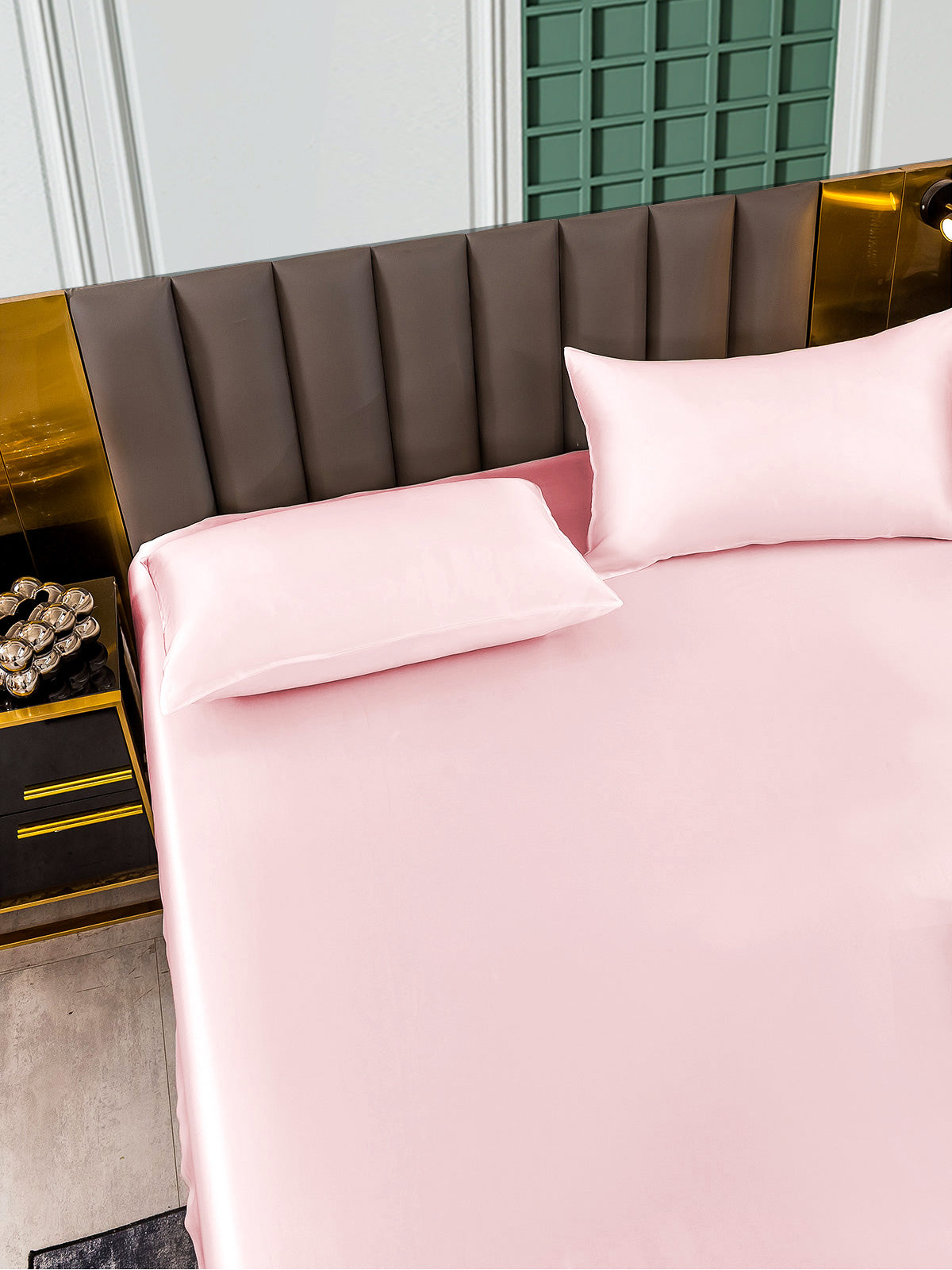 [Lyserød] SilkSilky-DK 25Momme Bedding Set 003