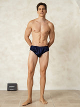 [Mørkeblå] SilkSilky-DK Silke Mens Underwear 003
