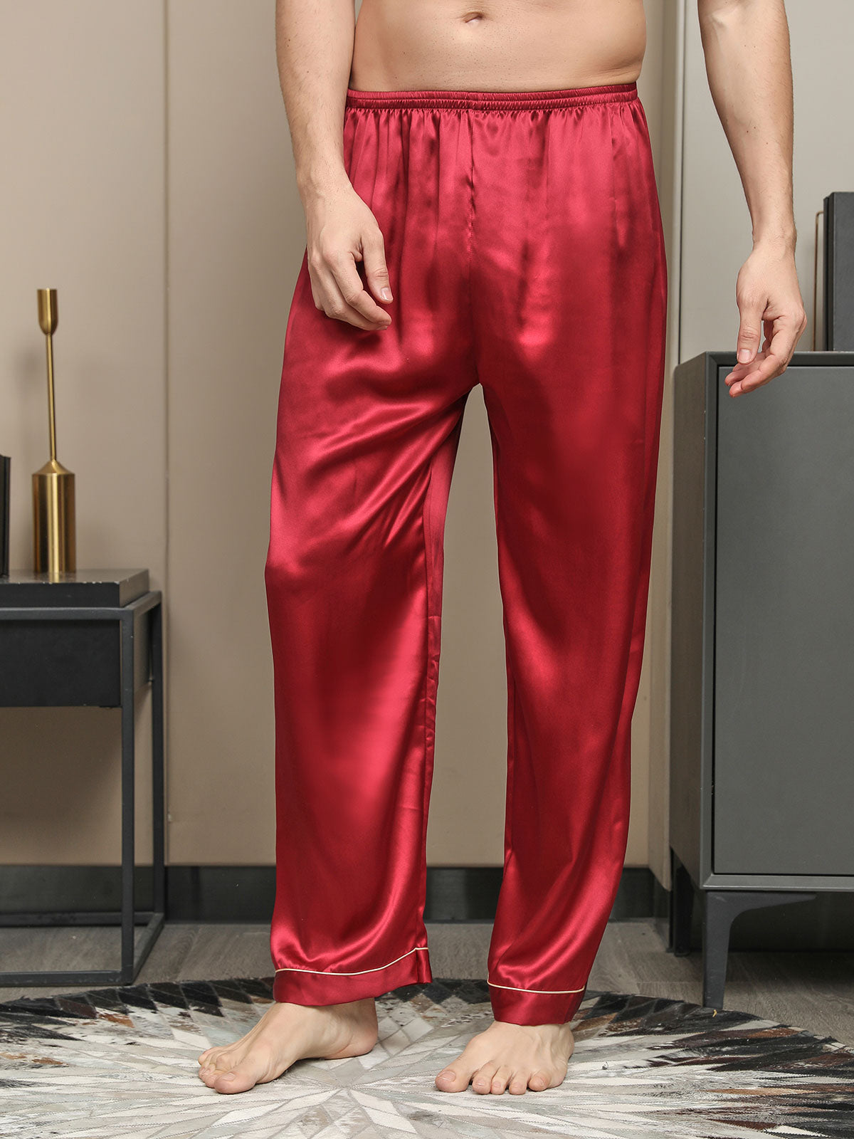 [Rød] SilkSilky-DK Mens Sleep Bottoms 004