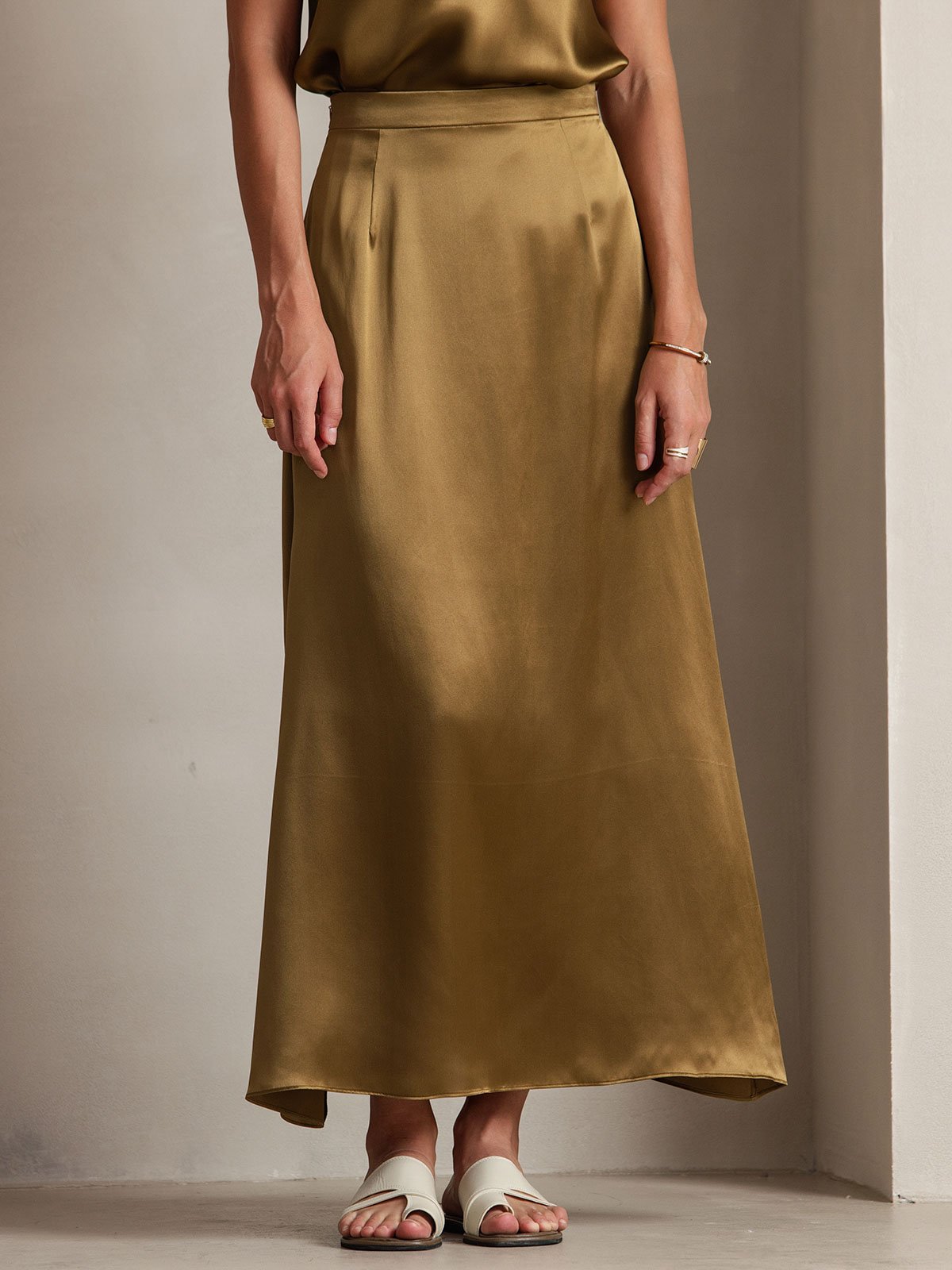 [Brun] SilkSilky-DK 19Momme Silke Skirt 001