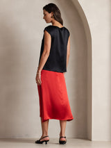 [Sort] SilkSilky-DK Cap Sleeve Round Neck T-shirt til kvinder 002