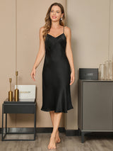 [Sort] SilkSilky-DK Sleeveless V Neck Kjole 002