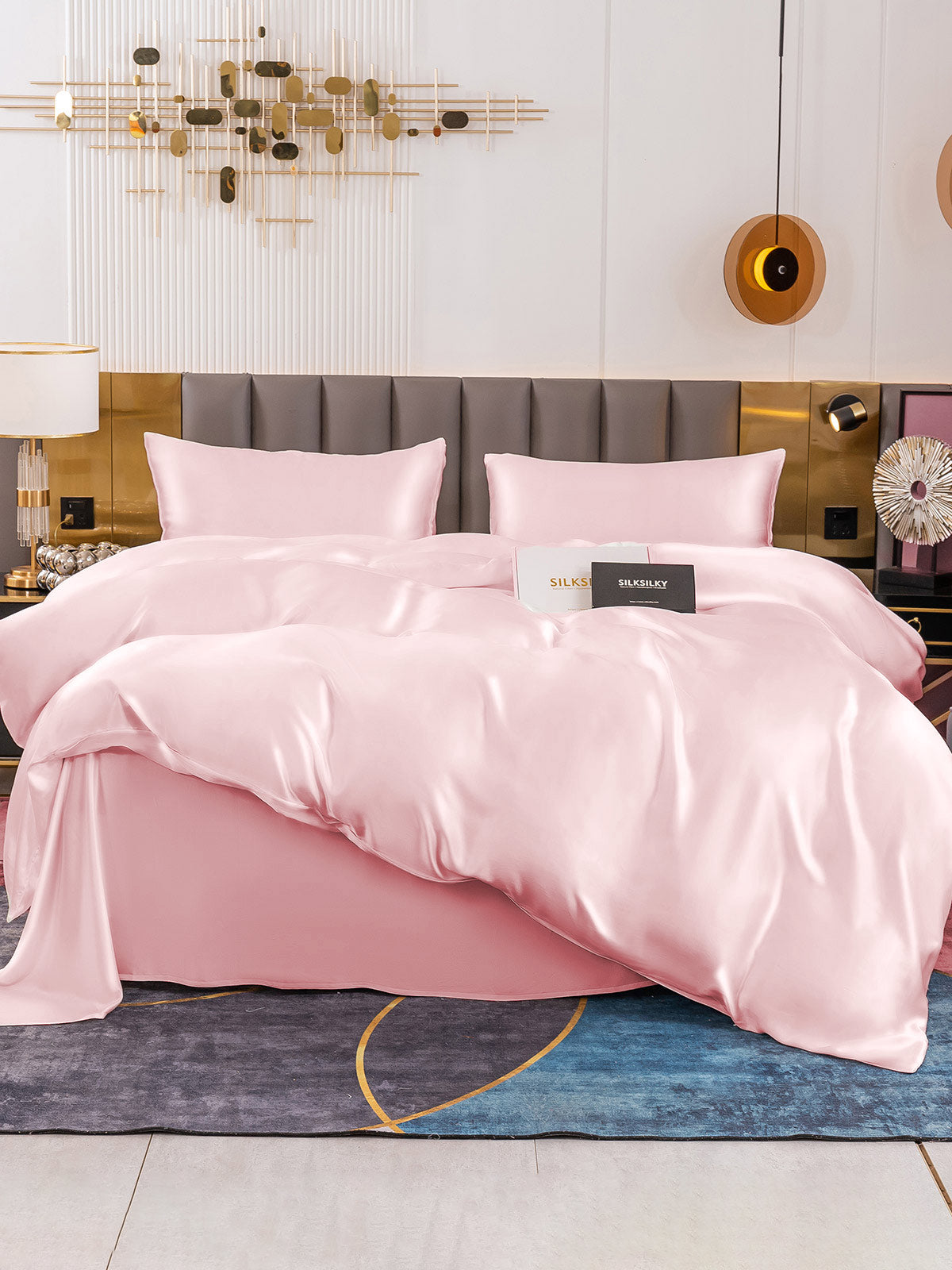 [Lyserød] SilkSilky-DK 19Momme Bedding Set 001