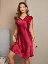 [Vin] SilkSilky-DK Cap Sleeve V Neck Natkjole 003