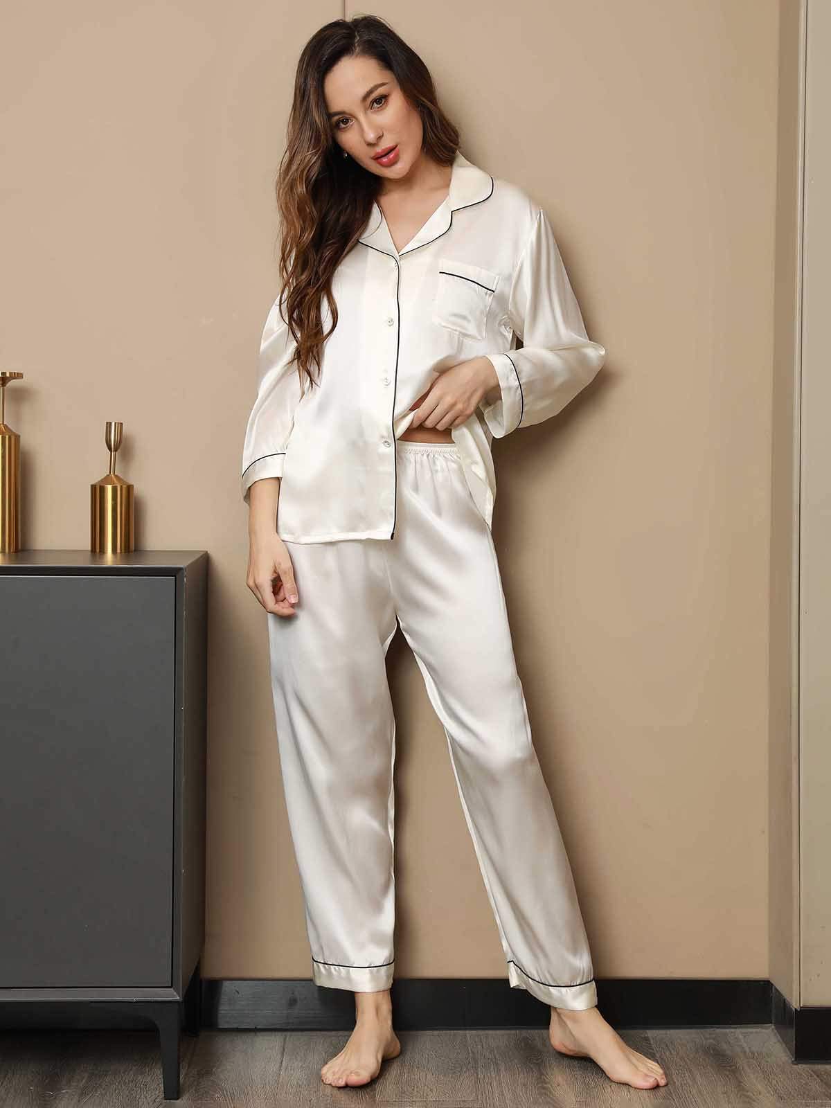 [Hvid] SilkSilky-DK Womens Pajamas 004