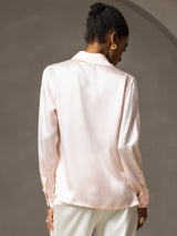 [Lyserød] SilkSilky-DK Long Sleeve Lapel Collar Dameskjorte 002