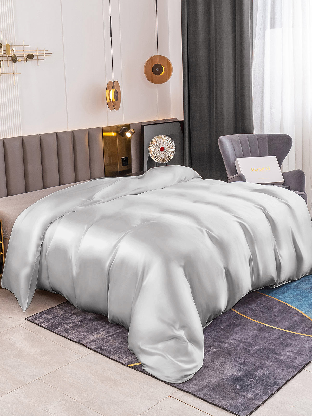 [Sølv] SilkSilky-DK 19Momme Duvet Cover 001