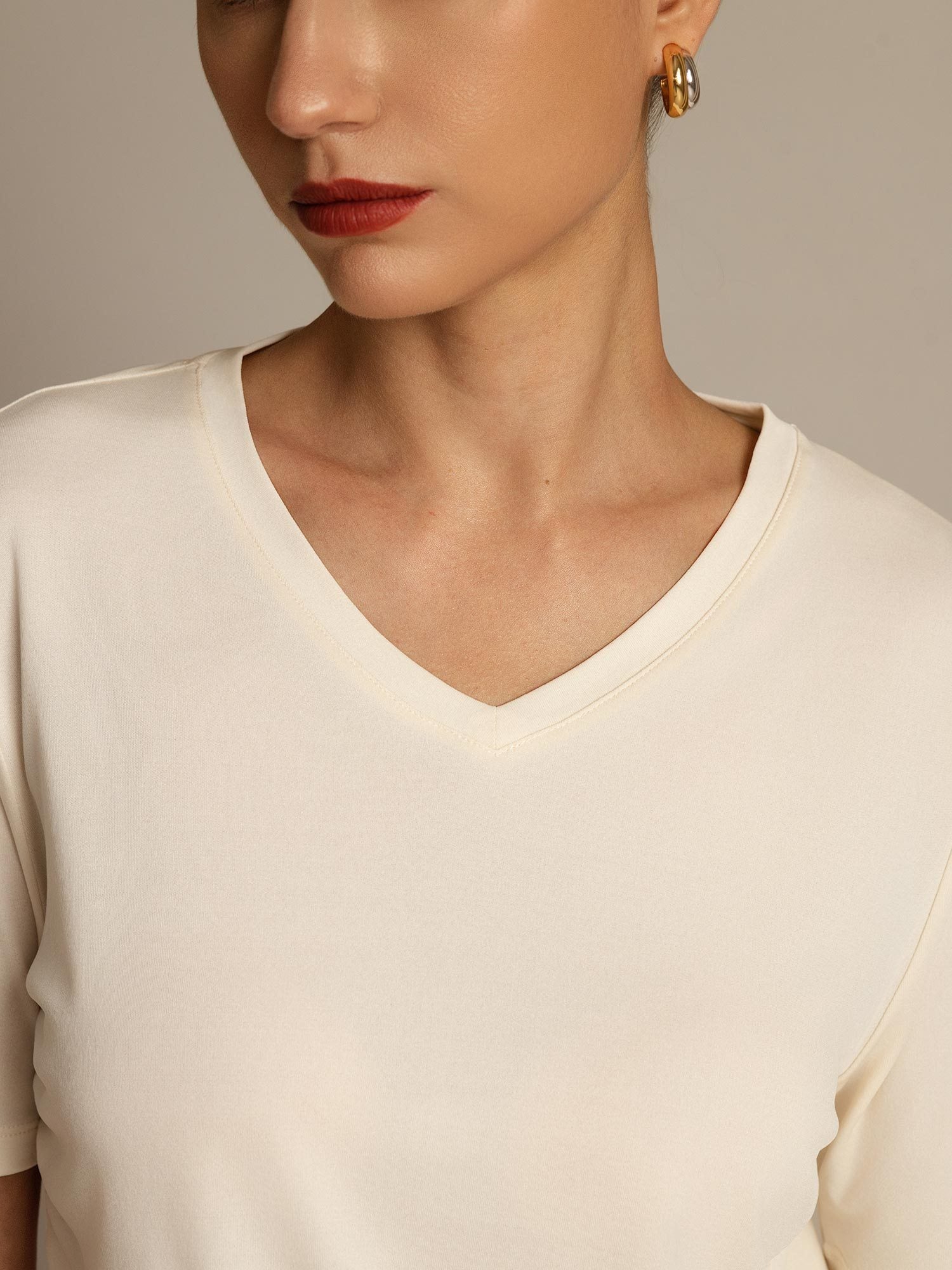 [Beige] SilkSilky-DK Silke Womens T-Shirt 003