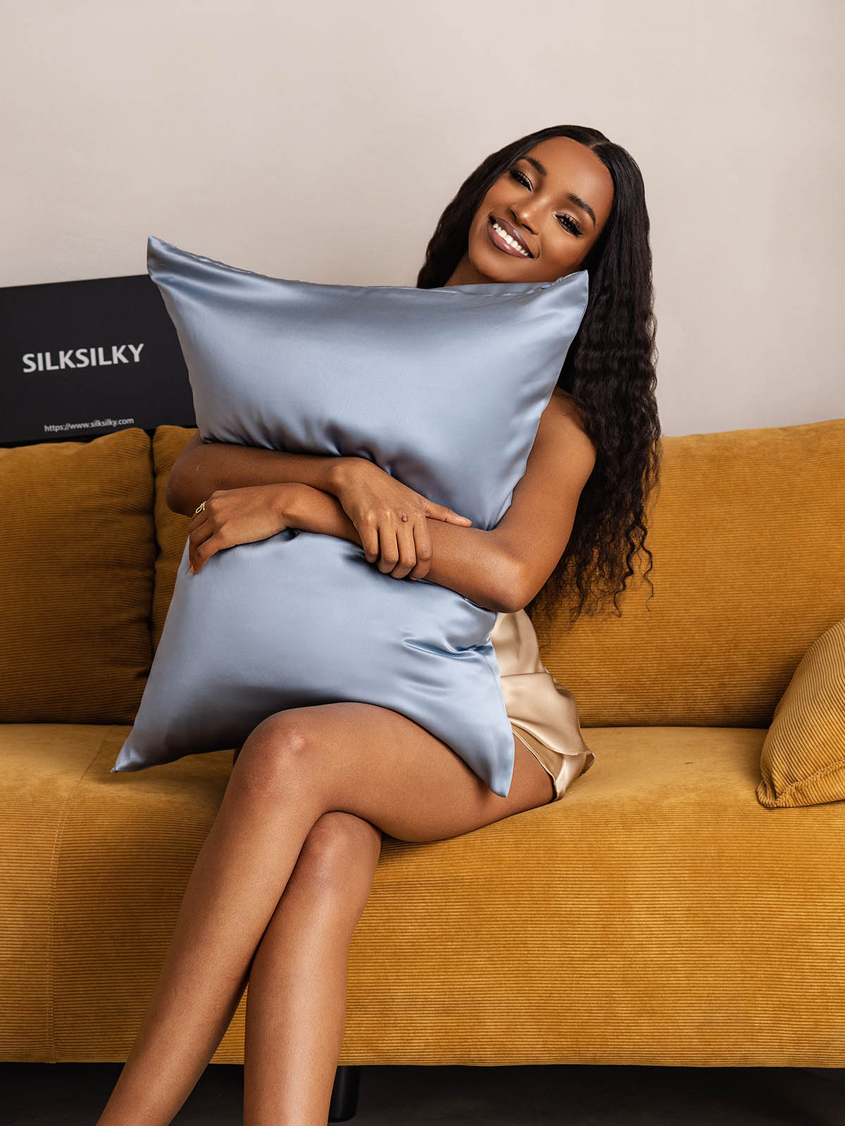 [Gråblå] SilkSilky-DK 19Momme Pillowcase 006