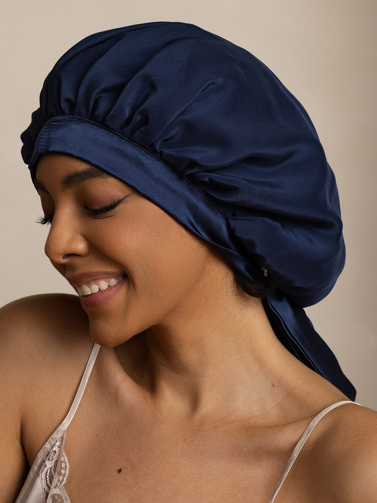 [Mørkeblå] SilkSilky-DK Sleep Cap 003