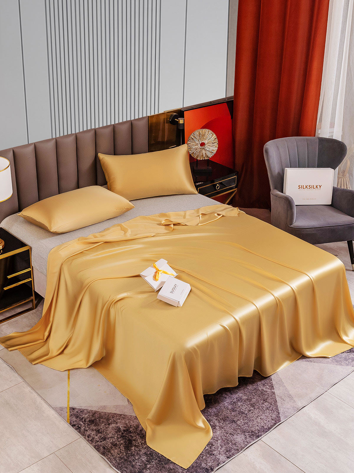 [Champagne] SilkSilky-DK 22Momme Bedding Set 002