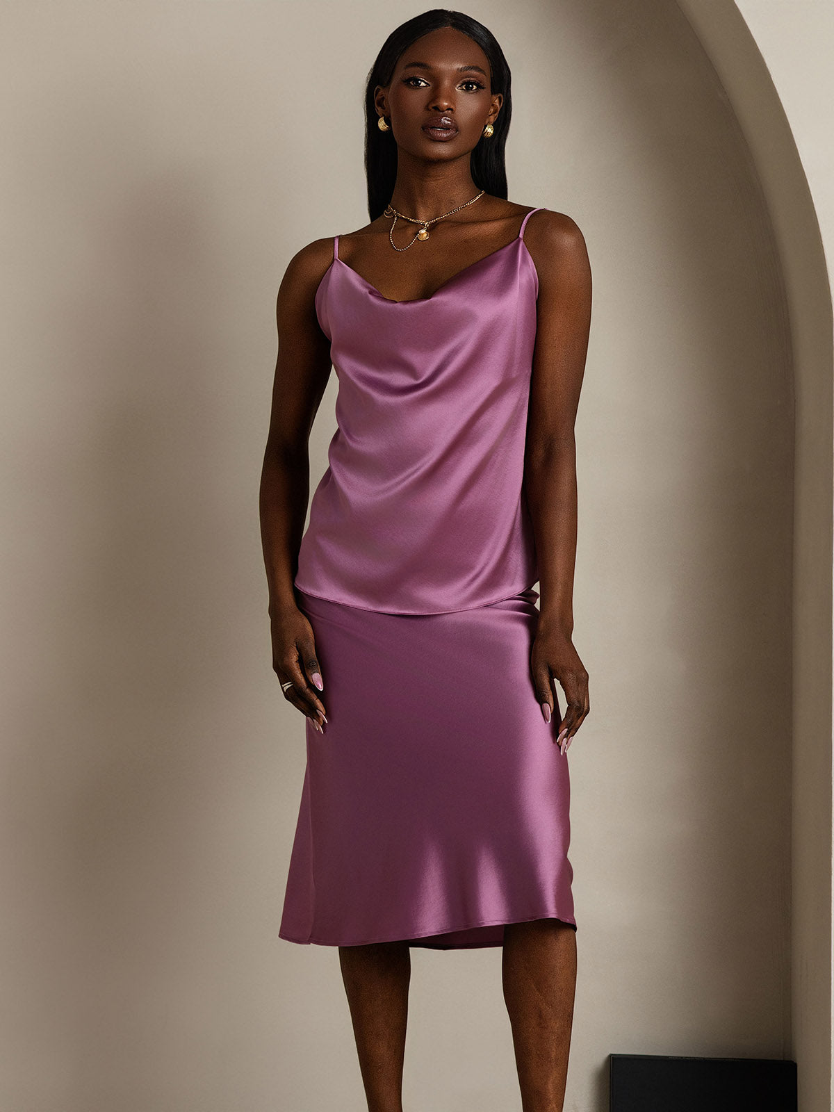 [Mørke Lilla] SilkSilky-DK 19Momme Silke Camisoles 005