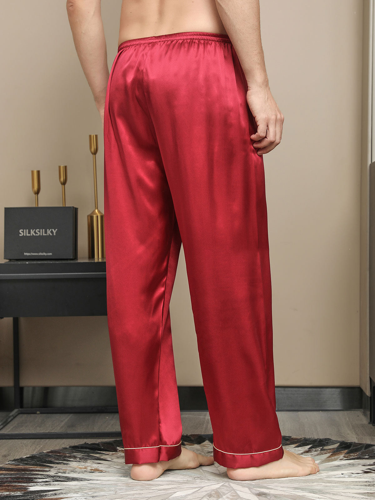 [Rød] SilkSilky-DK Mens Sleep Bottoms 002