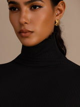 [Sort] SilkSilky-DK Long Sleeve Turtle Neck T-shirt til kvinder 006