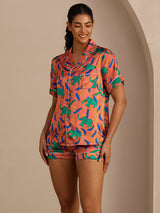 [Lerelefant] SilkSilky-DK Short Sleeve Lapel Collar Dame Pyjamas 004