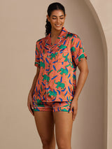 [Lerelefant] SilkSilky-DK Short Sleeve Lapel Collar Dame Pyjamas 004