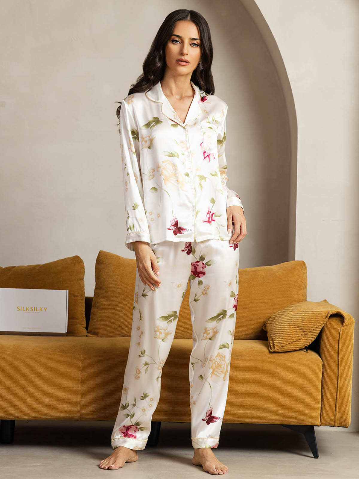 [Elfenbensblomst] SilkSilky-DK Womens Pajamas 003