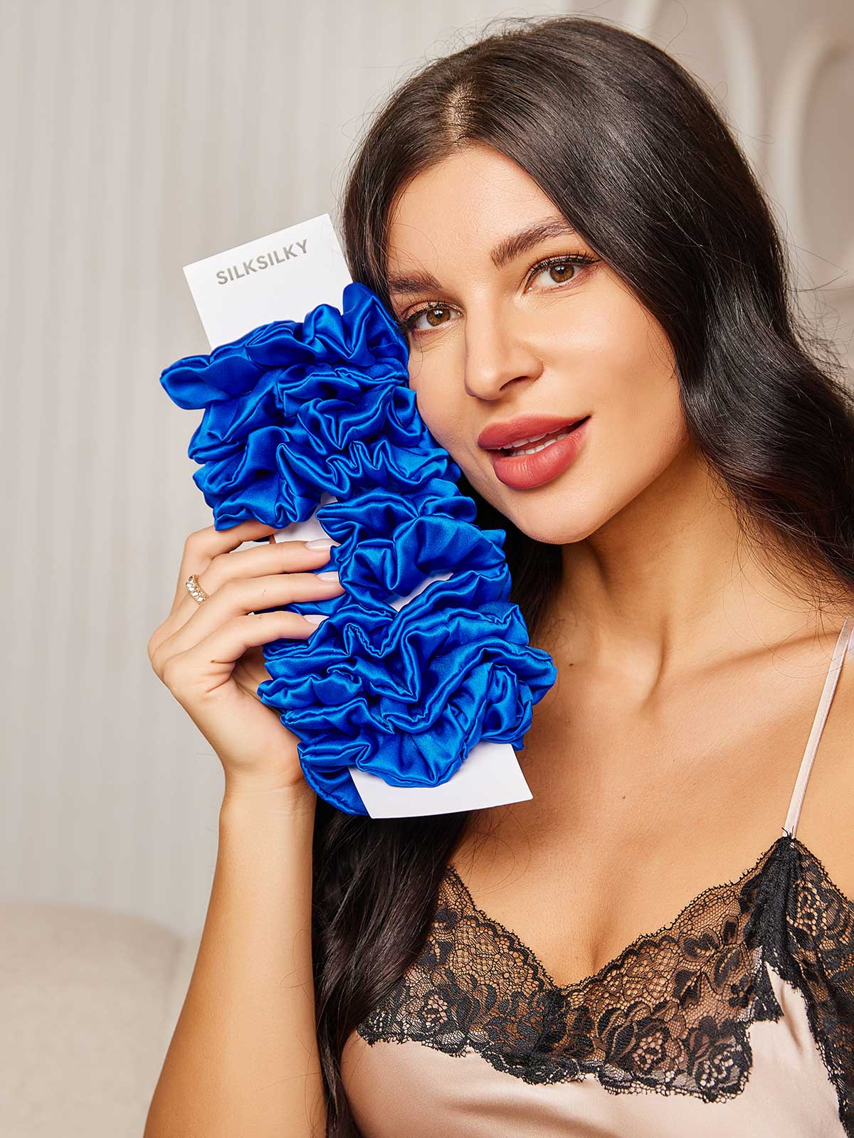 [Blå] SilkSilky-DK 19Momme Scrunchie 001