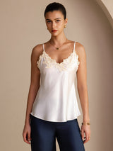 [Hvid] SilkSilky-DK Sleeveless V Neck Camisole Top 001