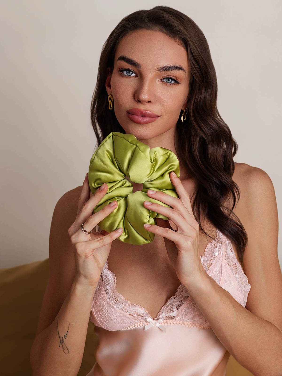 [Grøn] SilkSilky-DK Silke Scrunchie 001