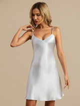 [Lyseblå] SilkSilky-DK Sleeveless V Neck Natkjole 006