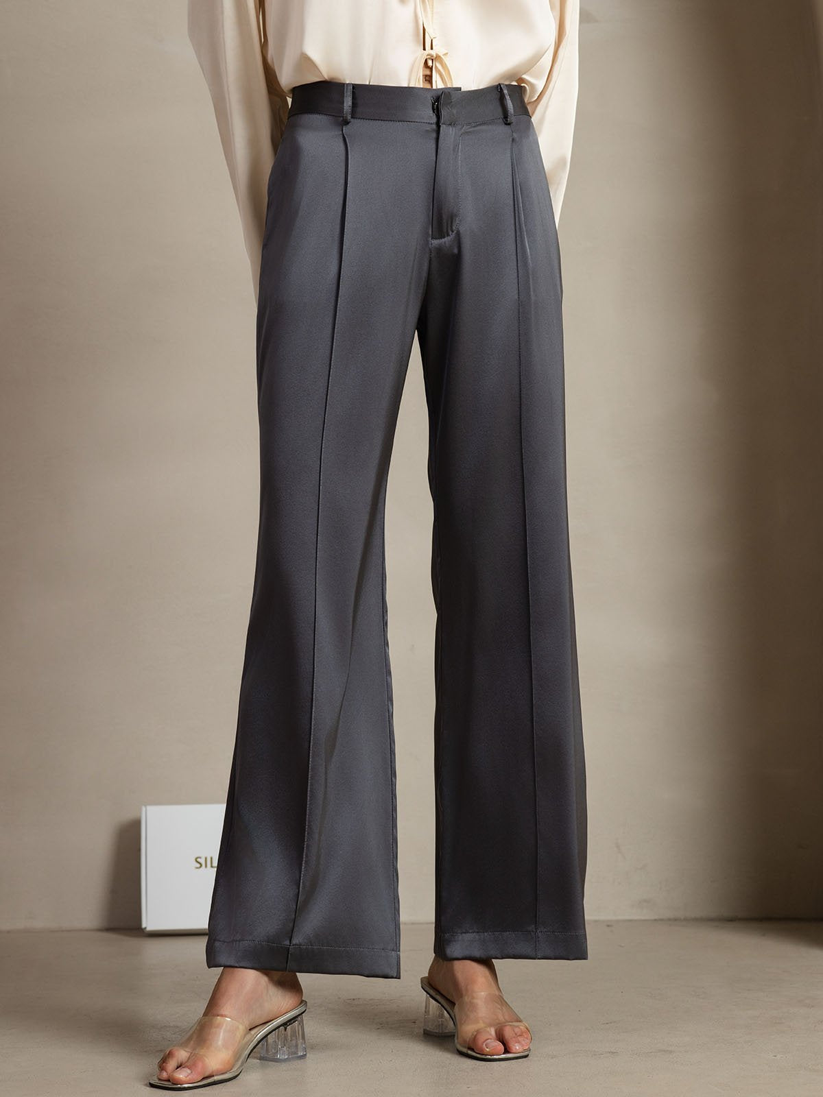 [Mørkegrå] SilkSilky-DK 19Momme Silke Womens Pants 005
