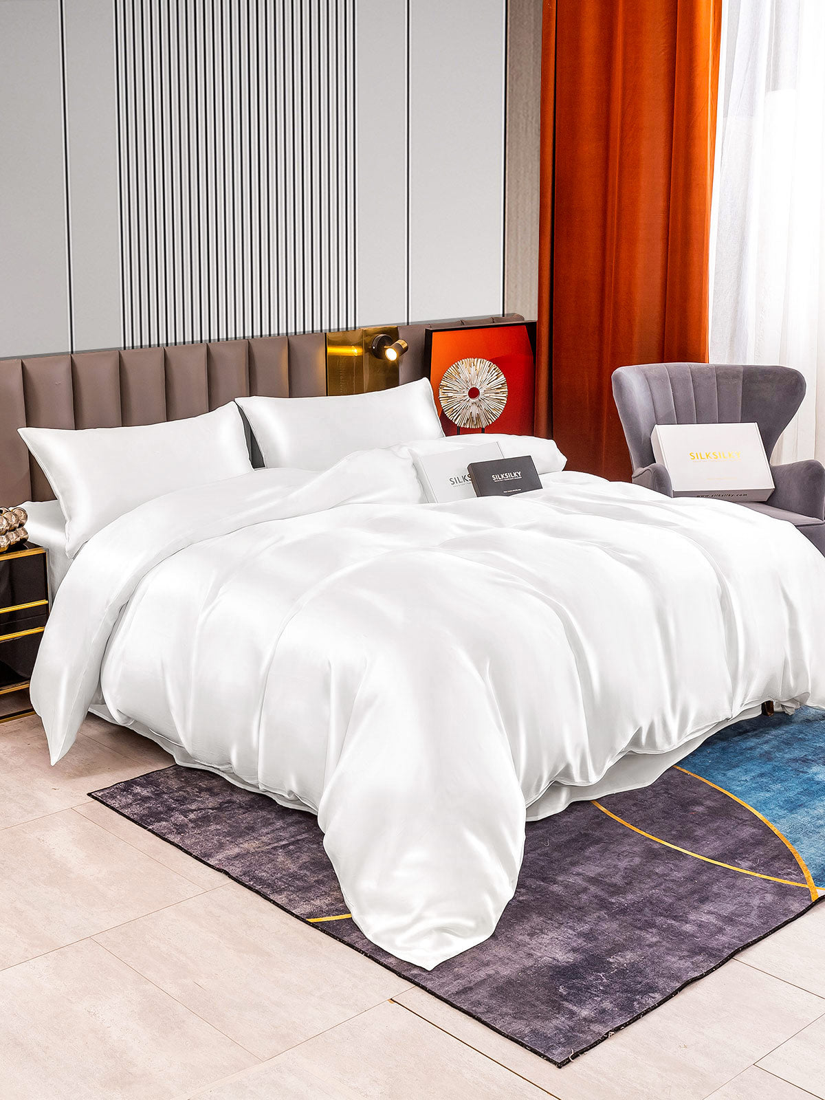 [Hvid] SilkSilky-DK 22Momme Bedding Set 002