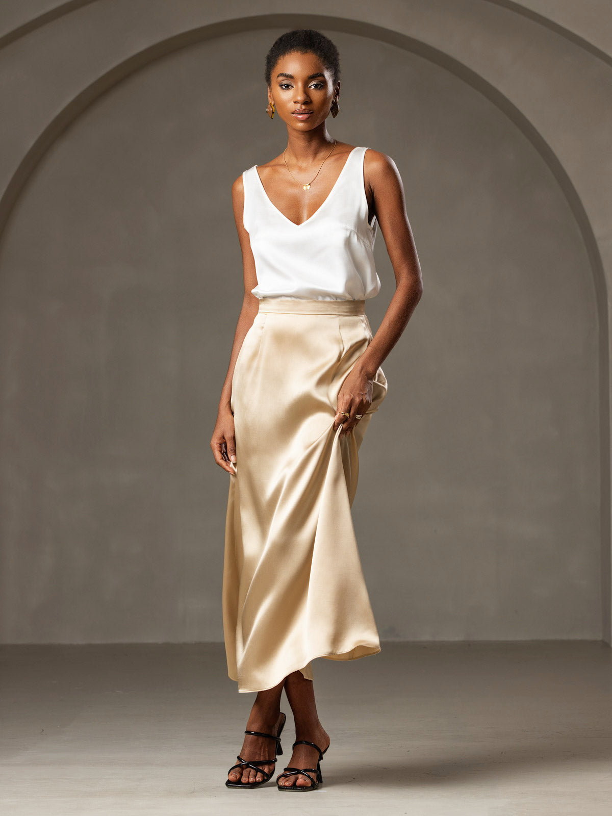 [Hvid] SilkSilky-DK 19Momme Silke Camisoles 007