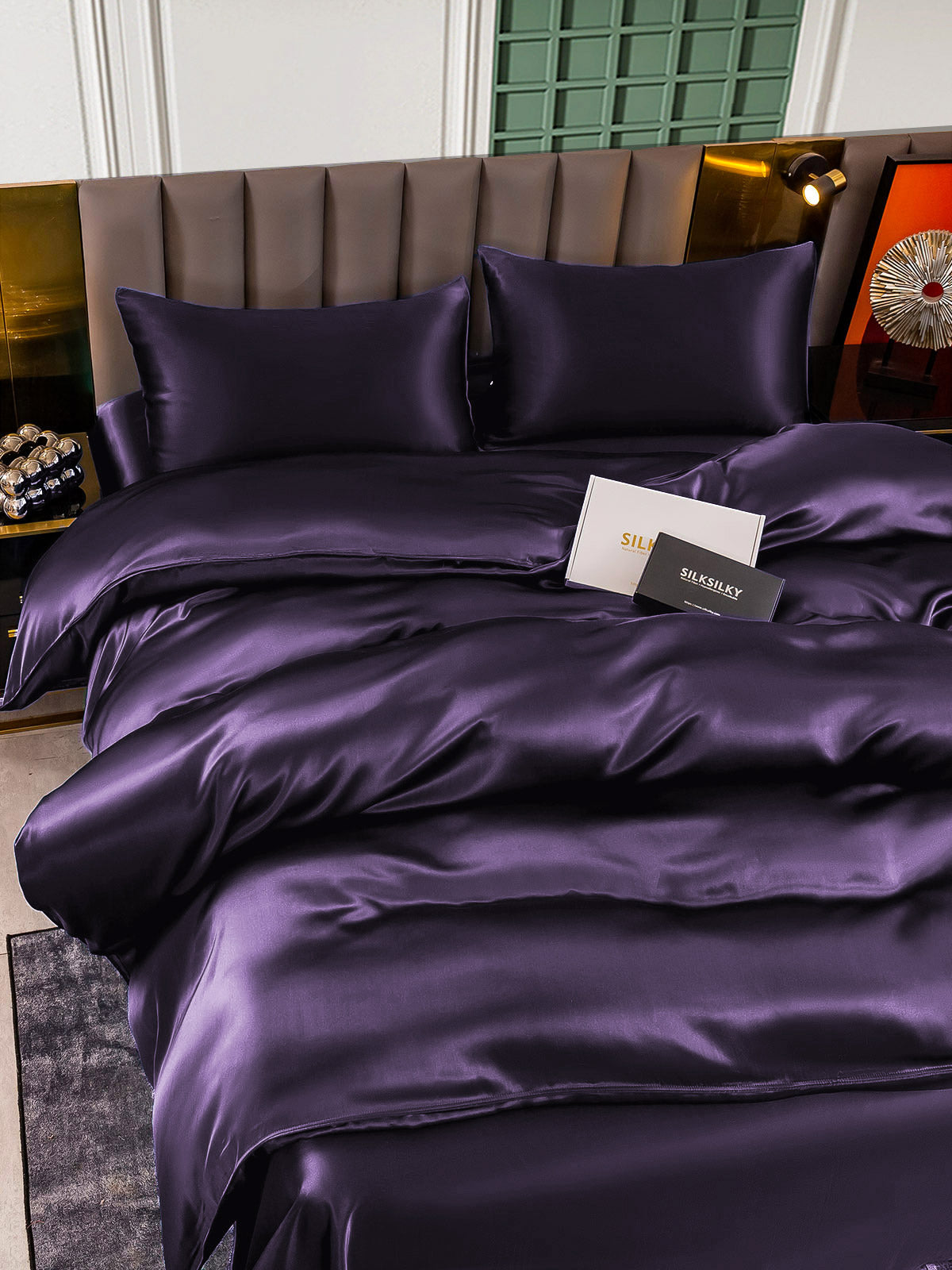 [Mørke Lilla] SilkSilky-DK 25Momme Bedding Set 004