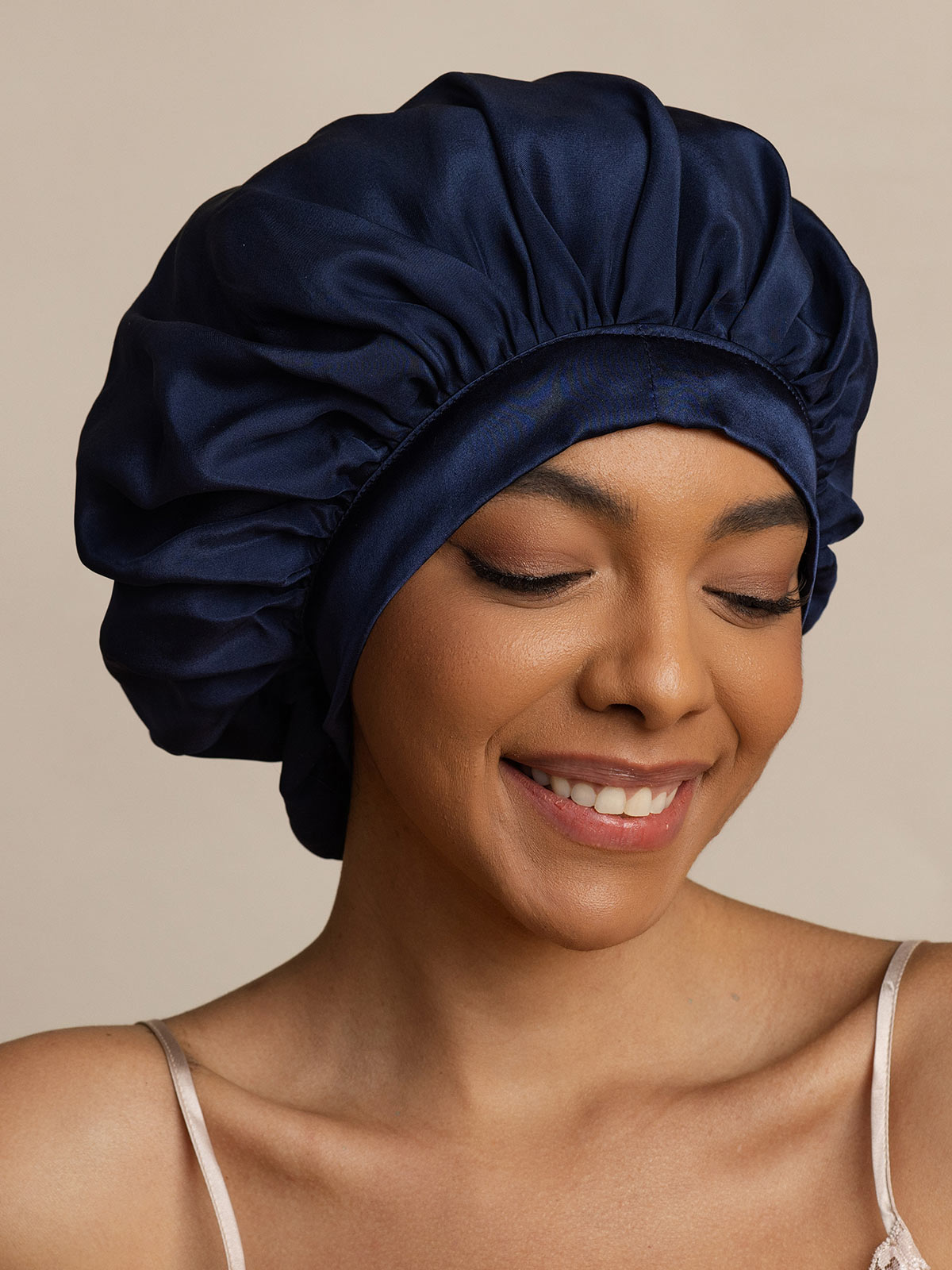 [Mørkeblå] SilkSilky-DK Sleep Cap 004