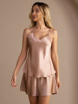 [Toscana] SilkSilky-DK Sleeveless V Neck Camisole Sæt 001