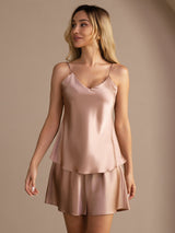 [Toscana] SilkSilky-DK Sleeveless V Neck Camisole Sæt 003