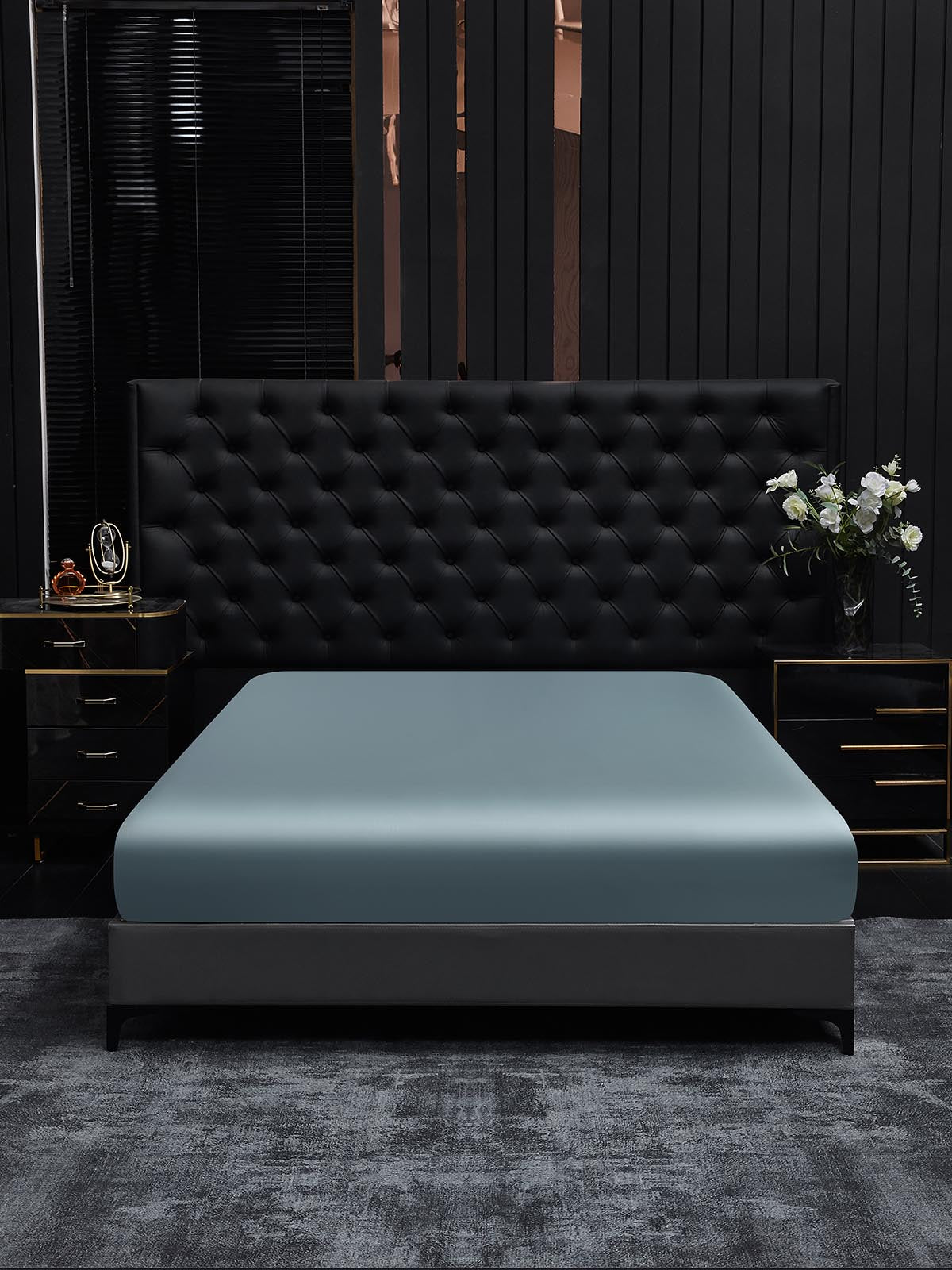 [Gråblå] SilkSilky-DK 22Momme Sheet 001