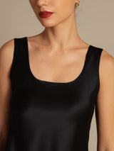 [Sort] SilkSilky-DK 19Momme Ærmeløs Dyb Rund Halsudskæring Camisole Top 006