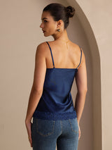 [Mørkeblå] SilkSilky-DK V Neck Camisole Top 002