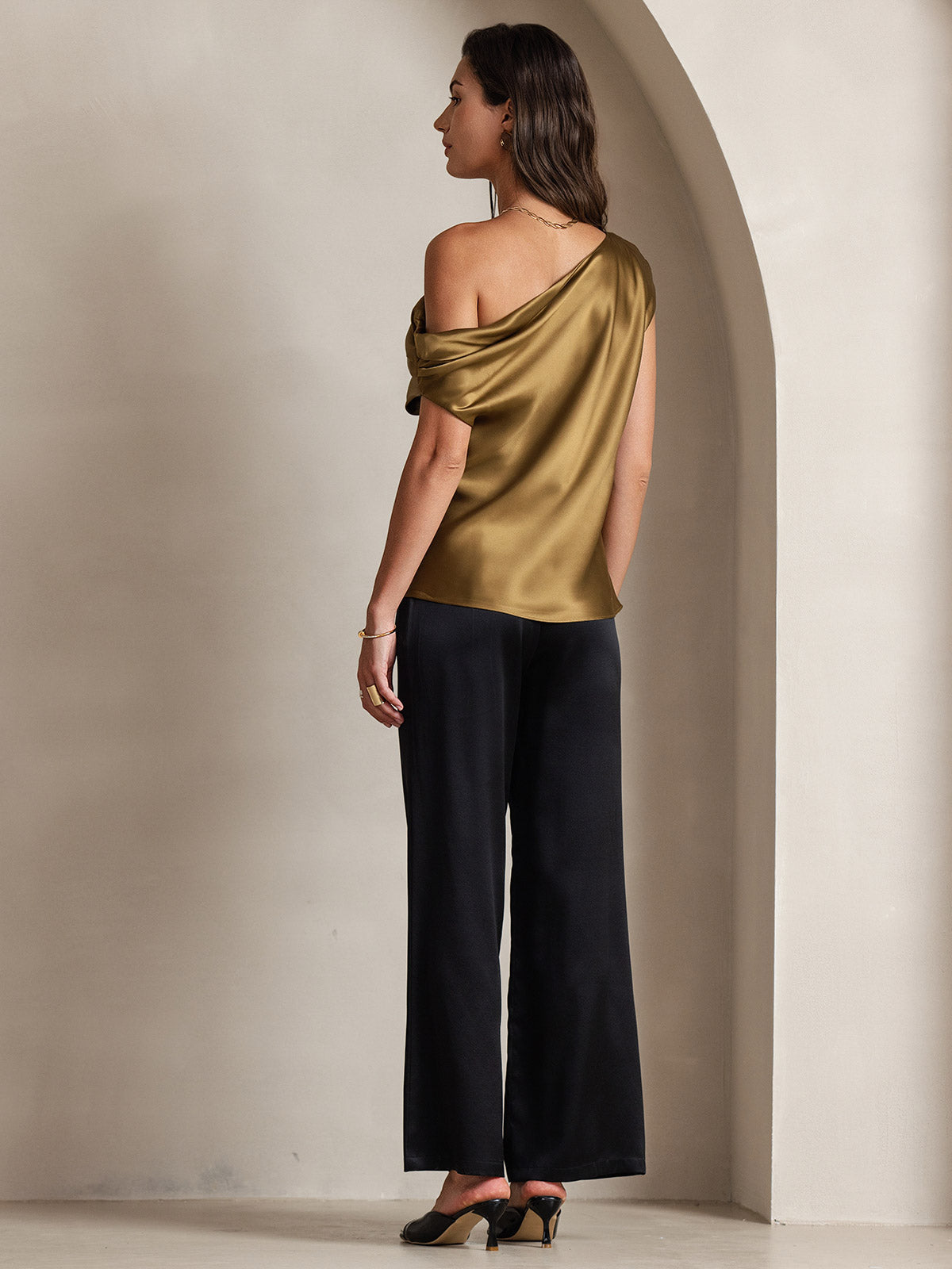 SilkSilky-DK 19Momme Silke Womens T-Shirt Brun 002