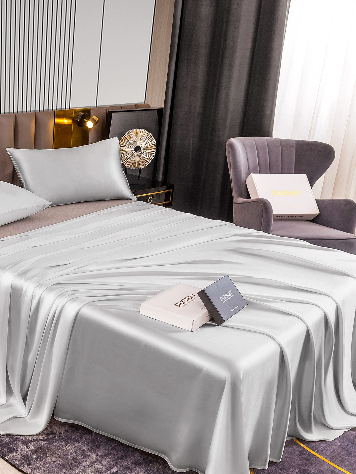 [Sølv] SilkSilky-DK 22Momme Bedding Set 004