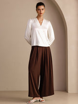 [Hvid] SilkSilky-DK Long Sleeve Wrap Damebluser 006