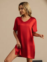 [Vin] SilkSilky-DK Half Sleeve V Neck Natkjole 004