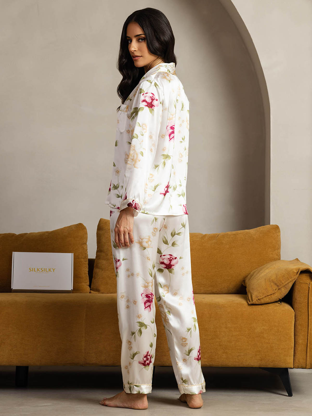 [Elfenbensblomst] SilkSilky-DK Womens Pajamas 002