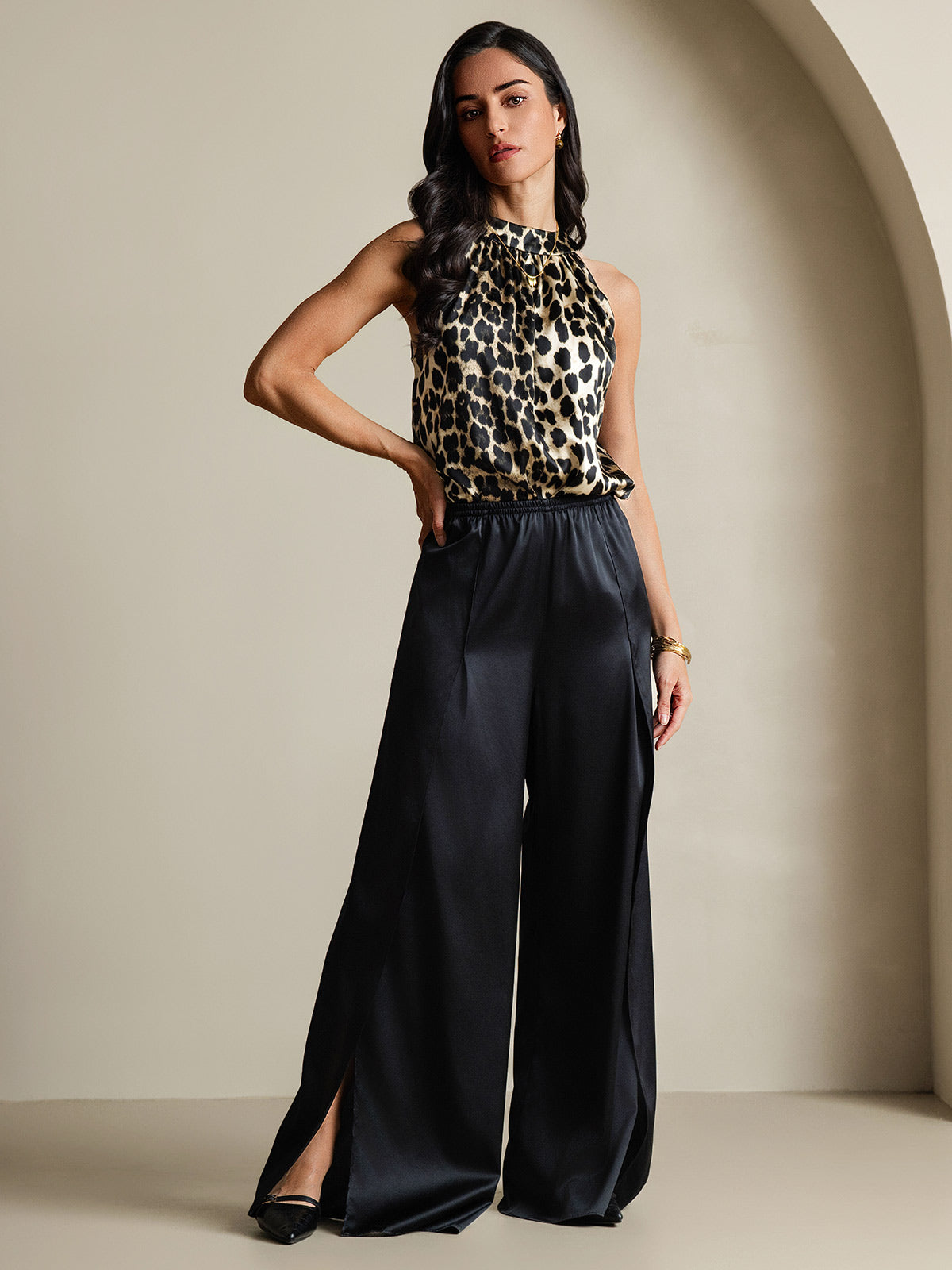 [Leopard] SilkSilky-DK 19Momme Silke Womens T-Shirt 007