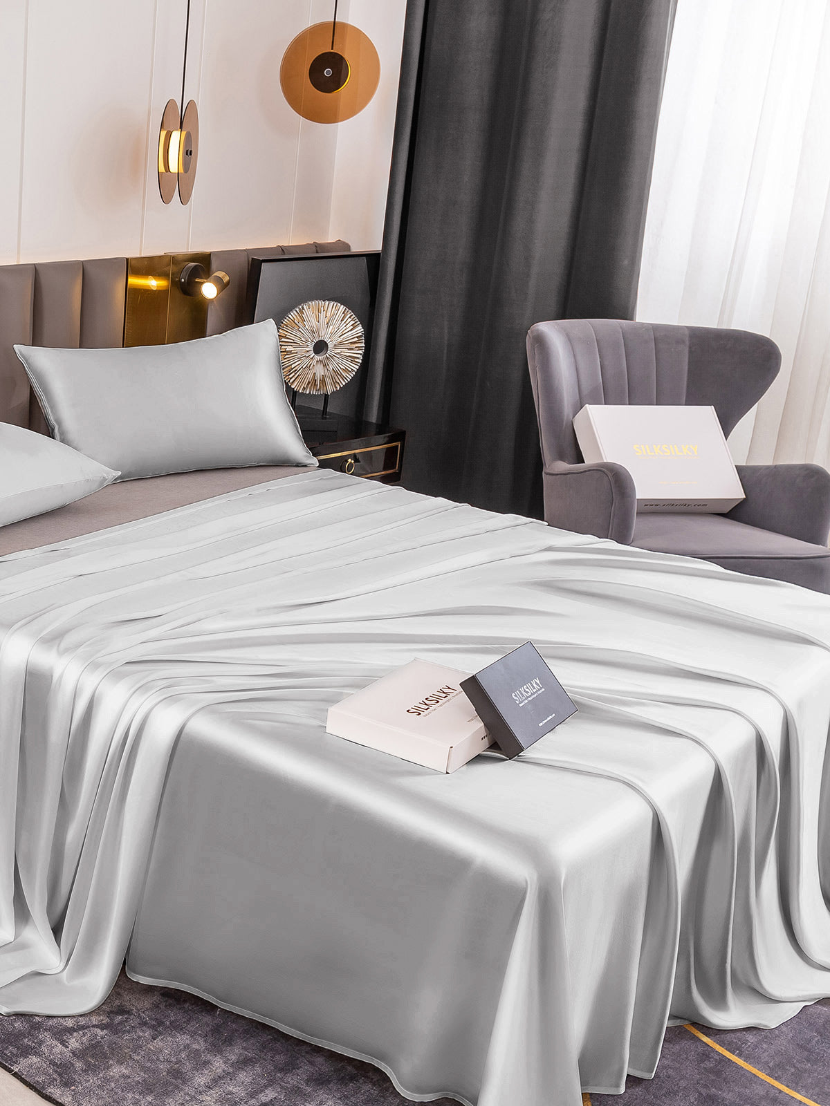[Sølv] SilkSilky-DK 19Momme Bedding Set 004