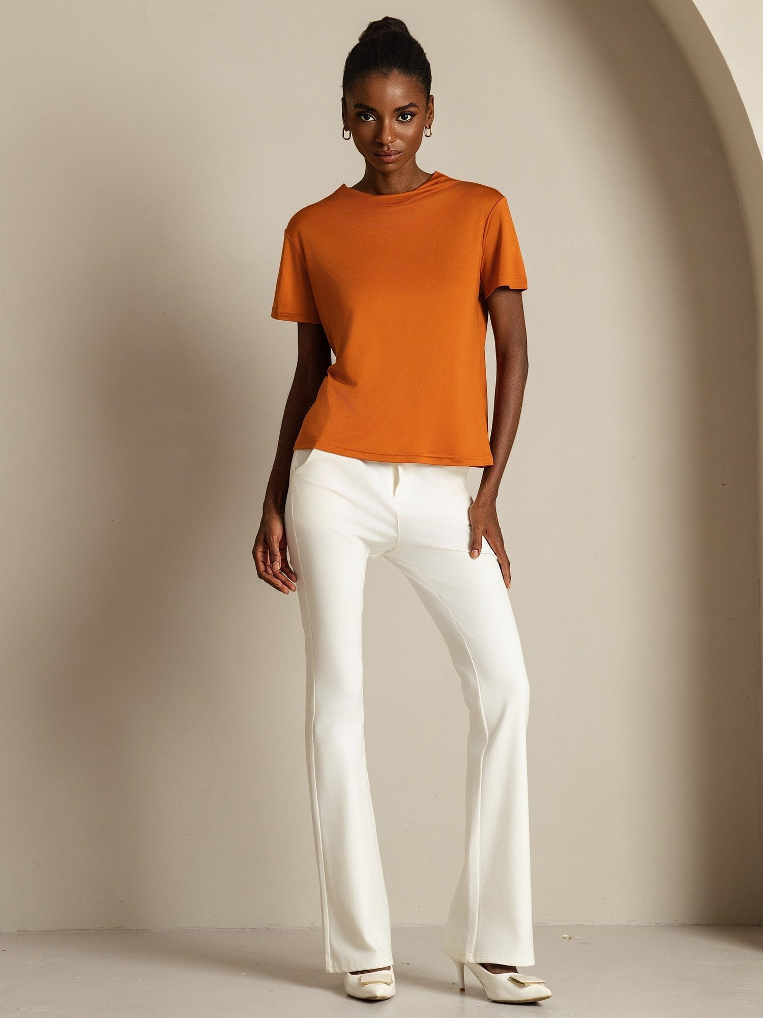 [Orange] SilkSilky-DK Silke Womens T-Shirt 007