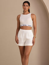 [Hvid] SilkSilky-DK Sleeveless Crew Neck Camisole Top 007