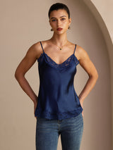 [Mørkeblå] SilkSilky-DK V Neck Camisole Top 001