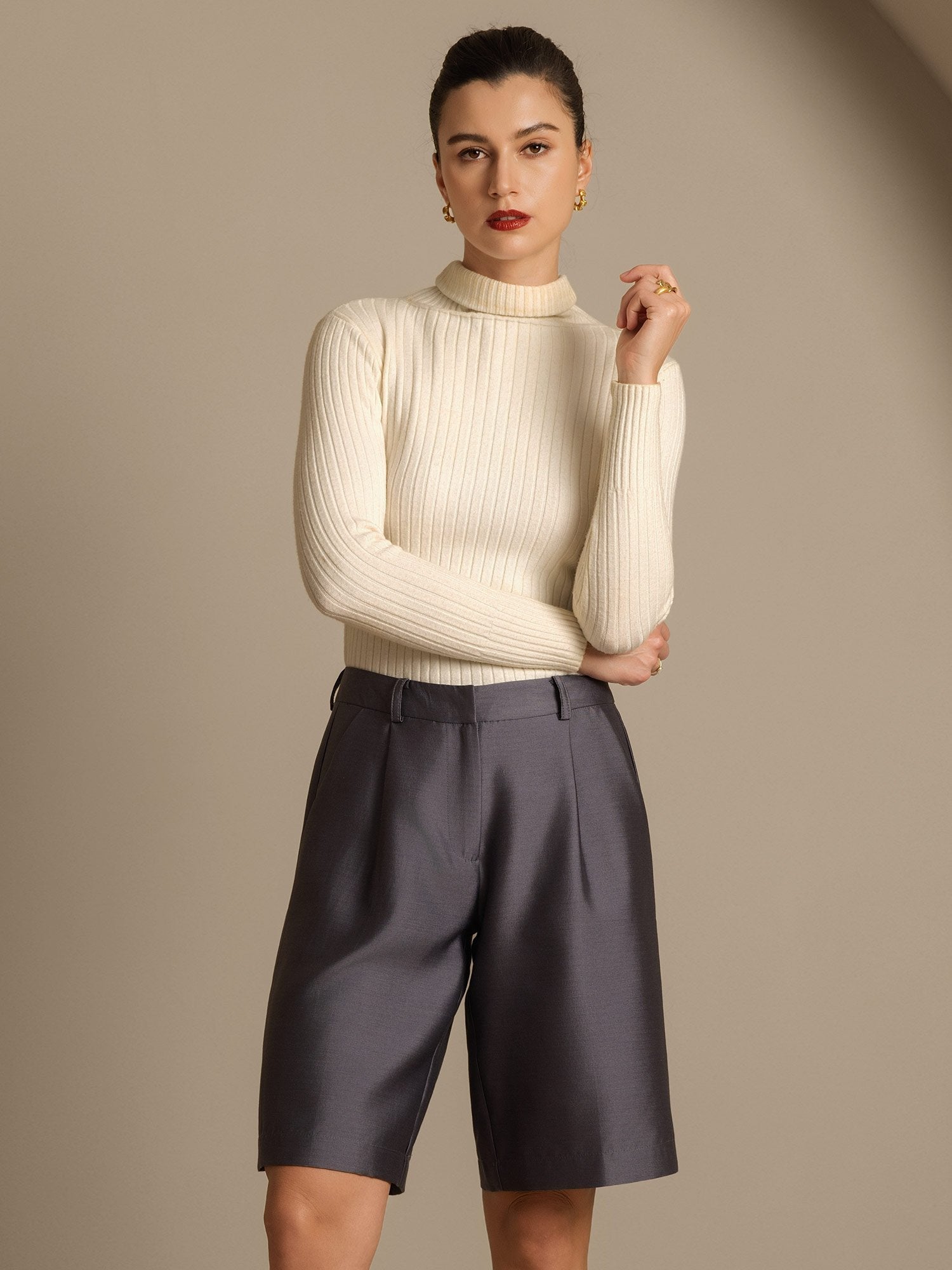 [Grå] SilkSilky-DK 32Momme Silke Womens Shorts 008,