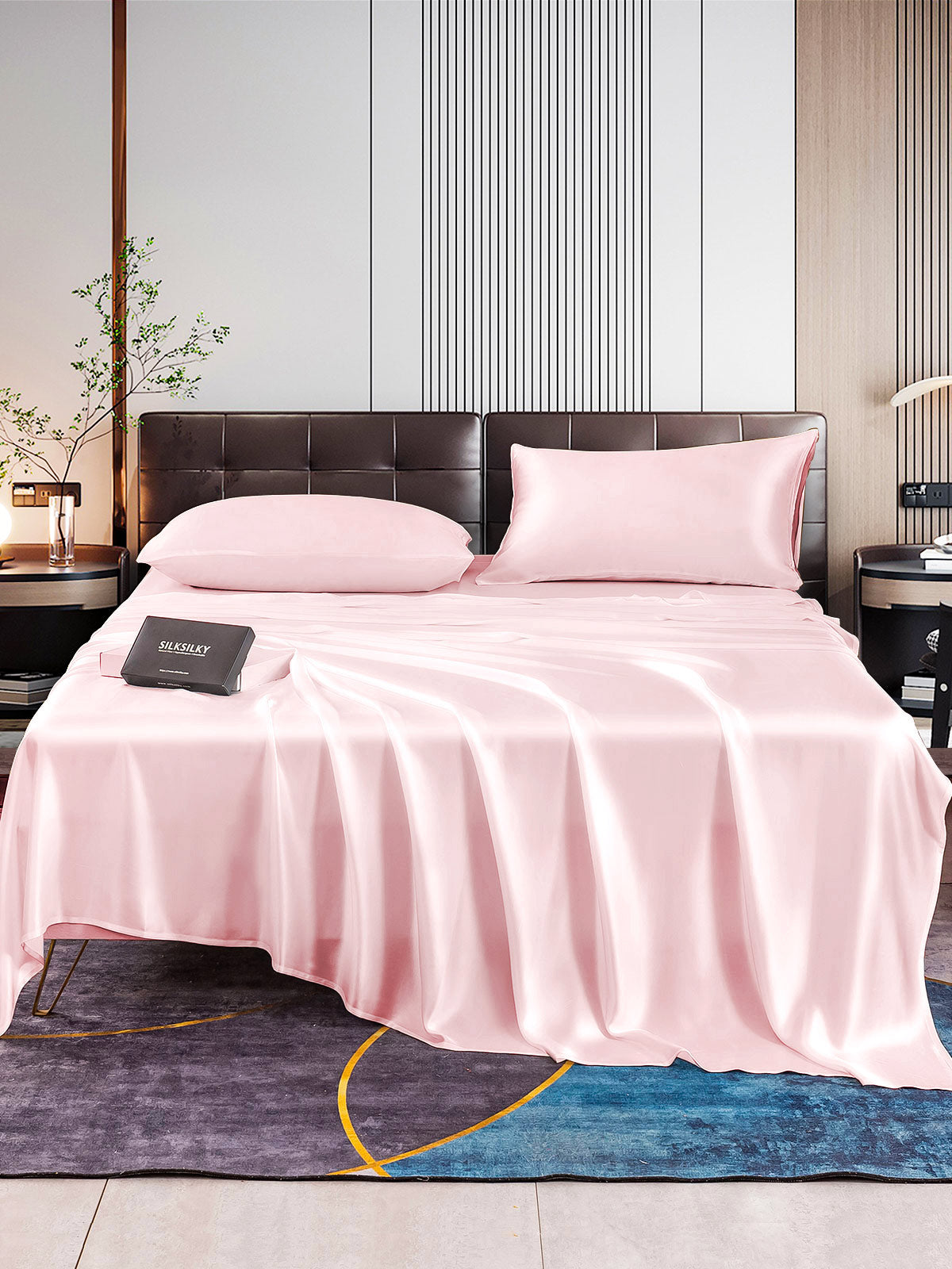 [Lyserød] SilkSilky-DK 22Momme Bedding Set 001