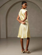 [Gul] SilkSilky-DK Cap Sleeve V Neck Natkjole 002
