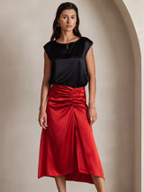 [Sort] SilkSilky-DK Cap Sleeve Round Neck T-shirt til kvinder 003