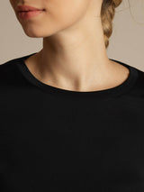 [Sort] SilkSilky-DK Langærmet Tight Crew Neck T-shirt til kvinder 006